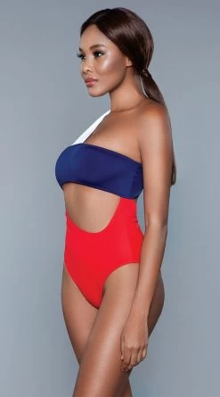 Be Wicked Kennedy One Piece Swimsuit -Swimwear Promotion Store BW 1973 rwb side 2020JUN23576
