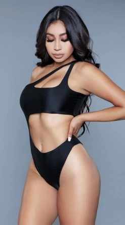 Be Wicked Quinn One Shoulder One Piece -Swimwear Promotion Store BW 1976 black side2 2020JUN23576