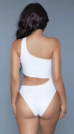 Be Wicked Quinn One Shoulder One Piece -Swimwear Promotion Store BW 1976 white back 2020JUN23576