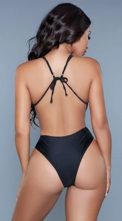 Be Wicked Trinity Tie One Piece Swimsuit -Swimwear Promotion Store BW 1979 black back 2020JUN23576
