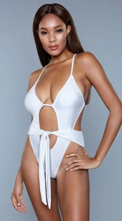 Be Wicked Trinity Tie One Piece Swimsuit -Swimwear Promotion Store BW 1979 white front2 2020JUN23576