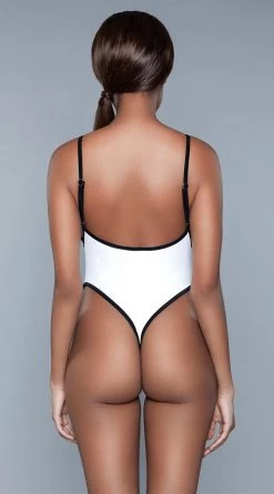 Be Wicked Payton Thong One Piece Swimsuit -Swimwear Promotion Store BW 1981 white back 2020JUN23576