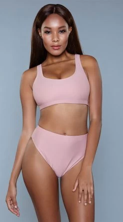 Be Wicked Vera High Waist Bikini Swimsuit -Swimwear Promotion Store BW 1985 pink front 2020JUN23576