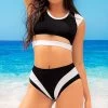 Maldives Sporty Two Piece Swimsuit -Swimwear Promotion Store ES 6620 Black White Front 2020DEC28021
