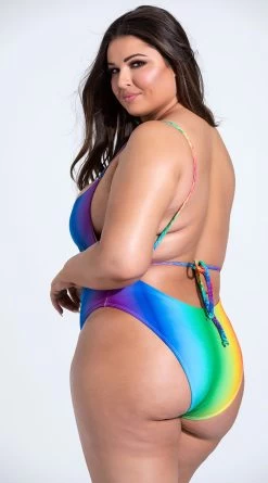 Plus Size Right On Rainbow One Piece Swimsuit -Swimwear Promotion Store ES 6622X RNBW 10 YANDY PS03242021
