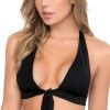 Basic Tie Front Bikini Top -Swimwear Promotion Store ES 6647 Black Front 2020DEC28021