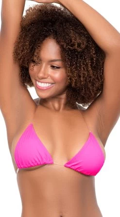 Clear Strap Triangle Bikini Top -Swimwear Promotion Store ES 6648 Hot Pink Front 2020DEC28021