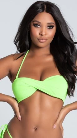 Yandy Twisted Bandeau Bikini Top -Swimwear Promotion Store EY 3528T top neon green PS11062019 1 Edit