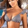 Yandy Travelers Check Flutter Bikini Top -Swimwear Promotion Store EY 4082T TOP 23 black 2019SWIM Gingham