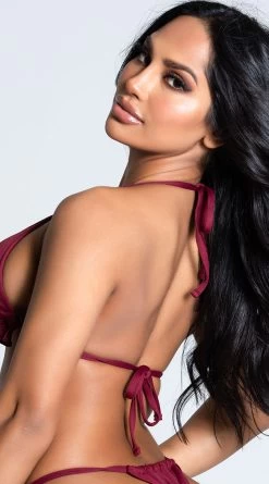 Yandy Riptide Ruffle Triangle Bikini Top -Swimwear Promotion Store EY 4206T TOP RED 9 PS12172020