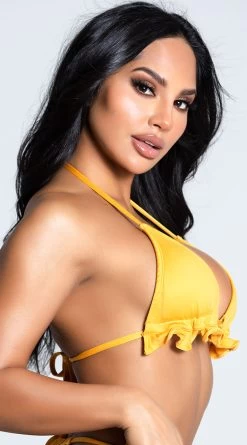 Yandy Riptide Ruffle Triangle Bikini Top -Swimwear Promotion Store EY 4206T TOP YELLOW 4 PS12172020