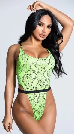 Yandy Let's Snake Love One Piece Swimsuit -Swimwear Promotion Store EY 4215 GREEN 2 PS12172020