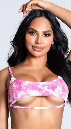 Yandy Tide Dye Underboob Bikini Top -Swimwear Promotion Store EY 4221T TOP PINK 1 PS12172020