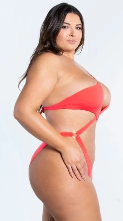 Plus Size Yandy Island Oasis One Piece Swimsuit -Swimwear Promotion Store EY 4317X CORAL 5 YANDY PS02172022