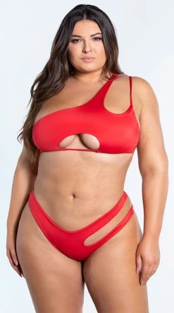 Yandy Plus Size Double Strapped Bikini Bottom -Swimwear Promotion Store EY 4322TX 4322BX RED 2 YANDY PS02172022