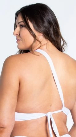 Yandy Plus Size One Shoulder White Basic Bikini Top -Swimwear Promotion Store EY 4329TX TOP WHT 8 YANDY PS02172022