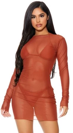 Forplay Sheer Clear Cover-Up Dress 22 Forplay Sheer Clear Cover-Up Dress -Swimwear Promotion Store FP 441424 rust alt3 lg 2021APR29176