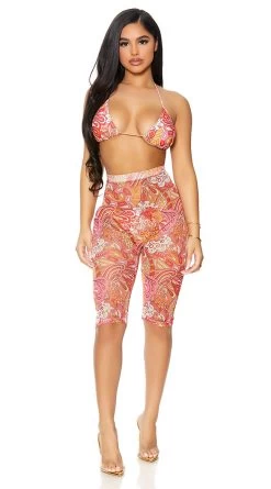 Forplay Take Cover Mesh Biker Shorts -Swimwear Promotion Store FP 441426 raspberry alt3 lg 2021APR29176