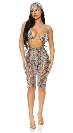 Forplay Take Cover Mesh Biker Shorts -Swimwear Promotion Store FP 441426 reptile alt3 lg 2021APR29176