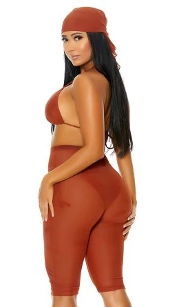 Forplay Take Cover Mesh Biker Shorts -Swimwear Promotion Store FP 441426 rust alt2 lg 2021APR29176