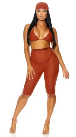 Forplay Take Cover Mesh Biker Shorts -Swimwear Promotion Store FP 441426 rust alt3 lg 2021APR29176