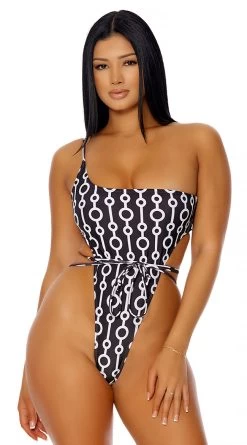 Forplay Turks And Caicos Patterned One Piece Swimsuit -Swimwear Promotion Store FP 442309 BLKB 1 2022MARCH47755