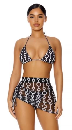 Forplay Covered Up Ruched Mesh Pool Skirt