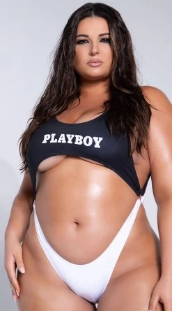 Playboy Plus Size Easy Like 80's One Piece -Swimwear Promotion Store PB 4187X WHTED 1 YANDY PS03242021