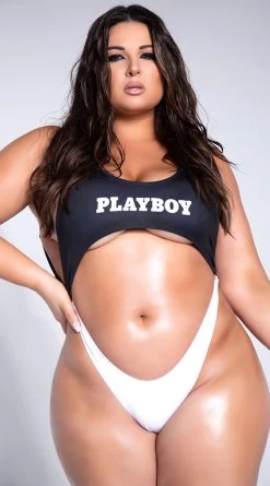 Playboy Plus Size Easy Like 80's One Piece -Swimwear Promotion Store PB 4187X WHTED 2 YANDY PS03242021