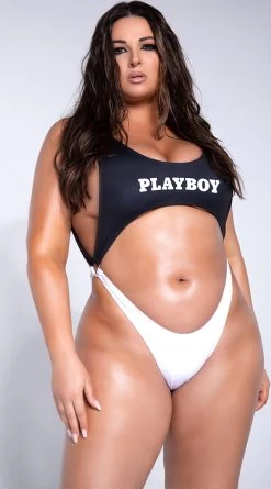 Playboy Plus Size Easy Like 80's One Piece -Swimwear Promotion Store PB 4187X WHTED 4 YANDY PS03242021