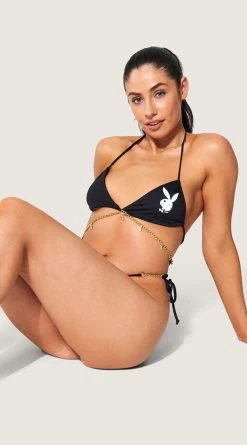 Playboy Pool Szn Socialite String Bikini -Swimwear Promotion Store PB EY4330 BLACK S 2022JUNE48744 2