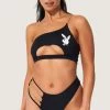 Playboy Peekaboo One Shoulder Bikini -Swimwear Promotion Store PB EY4332 BLACK F 2022JUNE48744