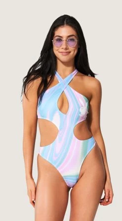 Playboy Marbled Babe One Piece Swimsuit -Swimwear Promotion Store PB EY4344 MULTI F 2022JUNE48744